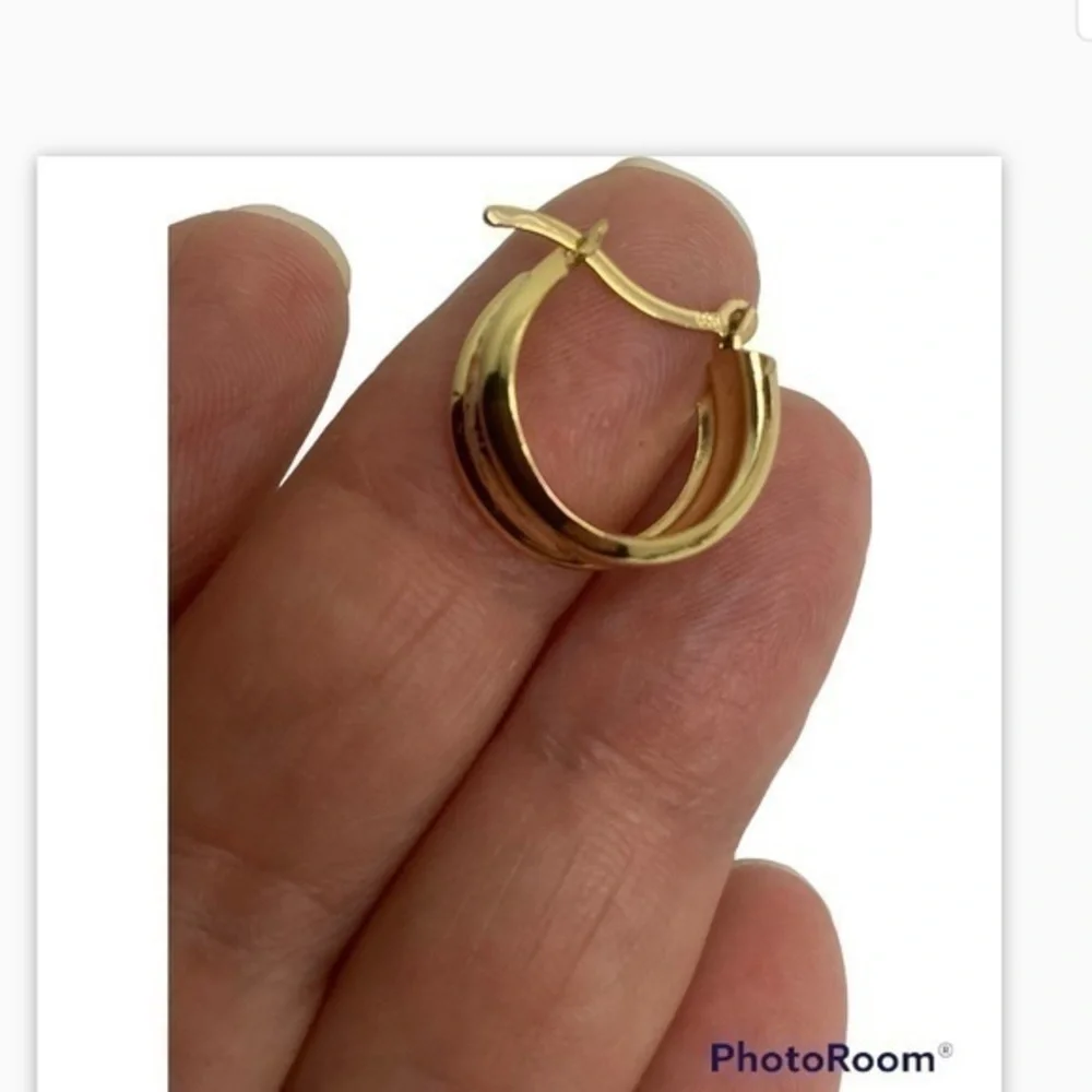 - Gold over sterling silver huggie earrings